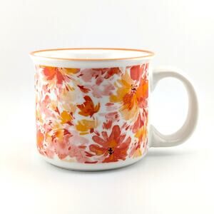 Orly Maison New York Oversized Mug 16 oz Coffee Tea Soup Floral Orange Pink